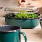Preview: Riess Email Dampfgarer mit Glasdeckel und Gareinsatz 3-tlg. Nouvelle Teal